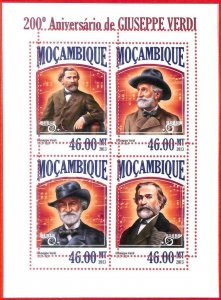 A4202 - MOZAMBIQUE - ERROR MISPERF Miniature sheet: 2013 Music, Giuseppe Verdi