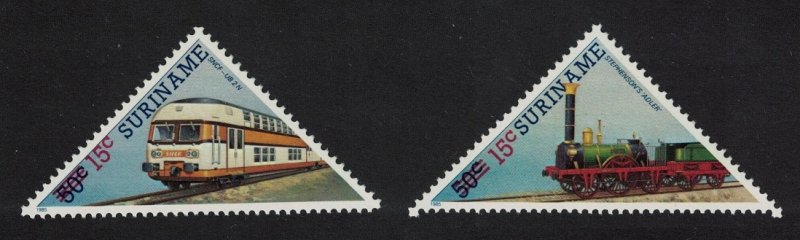 Suriname Trains surch 2v 1986 MNH SG#1282-1283