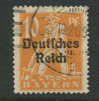 Bavaria -Scott 257 - Deutsches Reich Overprint -1920 - Used - 10pf Stamp