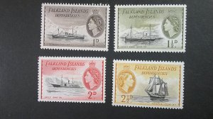 Falkland Islands Deps. 1954 Ships Issue Scott# 1L20-1L27 less 1L26 MLH set of 7