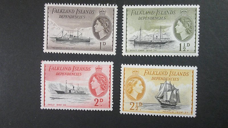 Falkland Islands Deps. 1954 Ships Issue Scott# 1L20-1L27 less 1L26 MLH set of 7