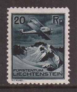 Liechtenstein  #C2  MH  1930  airplane 20rp