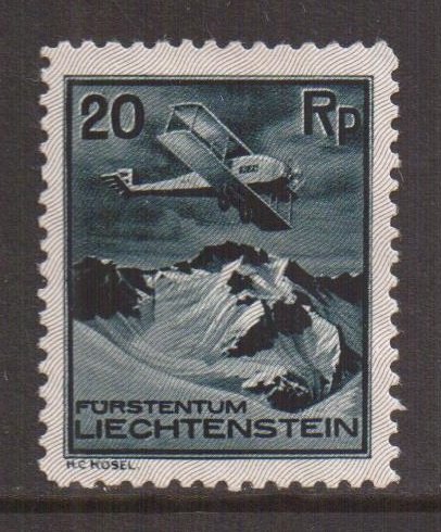 Liechtenstein  #C2  MH  1930  airplane 20rp