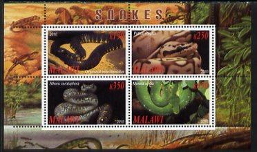 Malawi 2010 M/S Wild Animals Snakes Reptiles Fauna Nature Snake Stamps MNH Rare
