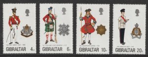 Gibraltar 340-343 Military Uniforms series 7 set 4 MNH 1975