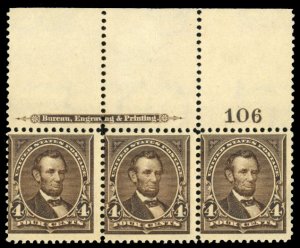 United States, 1894-95 #269 Cat$375 (for single stamps), 1895 4c dark brown, ...