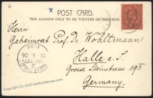 British 1906 Fiji  to Halle 1d Germany Cover G112367