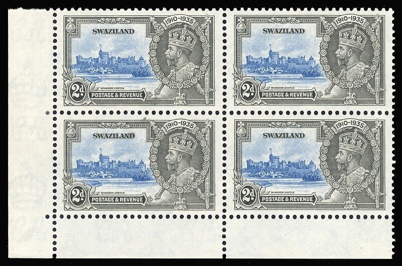 Swaziland 1935 KGV Silver Jubilee 2d EXTRA FLAGSTAFF variety MLH. SG 22, 22a.