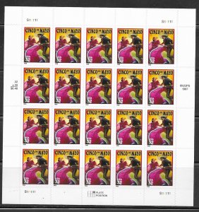U.S. Full Sheet Sc.# 3203 Cinco de Mayo MNH L78
