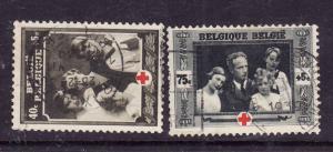 Belgium-Sc#B235-6-used semi-postals-Red Cross-1939-