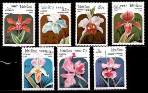 LAOS Scott 796-796F MNH** 1987 Orchid Flowert set