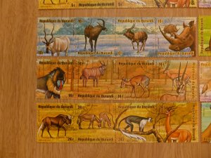 1974 Republic of Burundi Wild Animal SC #C218-23 Cancelled stamps Gold font #5