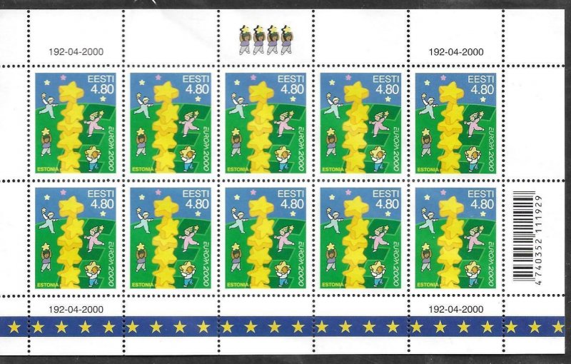 2000   ESTONIA  -  SG. 370 - EUROPA  -  BUILDING EUROPE - SHEETLET OF 10  -  MNH 