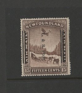 NEWFOUNDLAND #211ii perf 14.06 F-VF hinge remnant AIR MAIL overprint