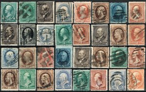 [0730] 1870-90 Selection of 32 stamps used « Bank note issue »