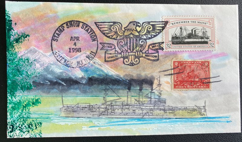 1998 Clifton NJ USA Hand Painted Cover Spanish American War Centenary Stamp Show