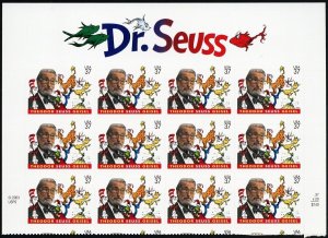 3835, MNH 37¢ Misperforated Error Block of 12 Dr. Seuss Stamps - Stuart Katz