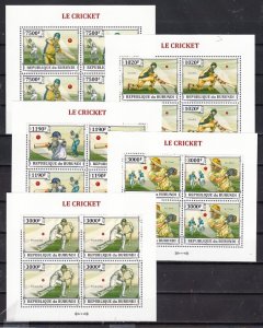 Burundi, 2012 issue. Sports as Cricket. 5 sheets of 4. ^