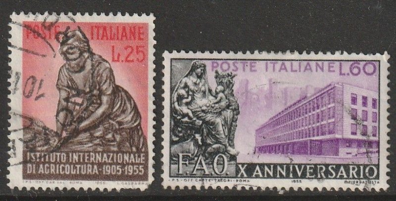 Italy 698-699, INST. OF AGRICULTURE AND FAO ANNIV. USED SET OF 2. VF. (1225)