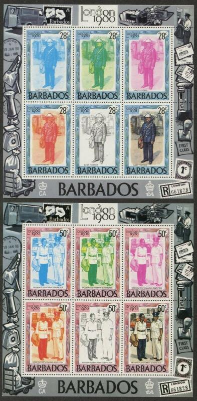 BARBADOS Sc#524-537, 537a 1980 Three Complete Sets & 3 S/S OG Mint Hinged