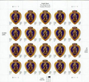 2003 37c Purple Heart, Special Issue, Sheet of 20 Scott 3784 Mint F/VF NH