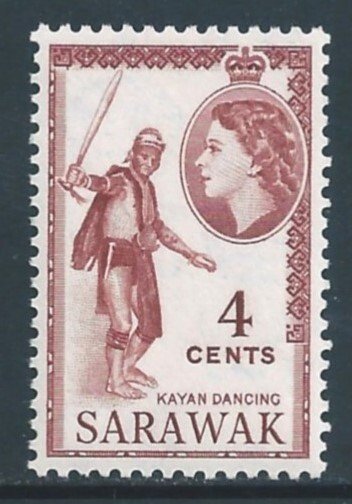 Sarawak #199 NH 4c Queen Elizabeth Defin. - Kayan Dancing