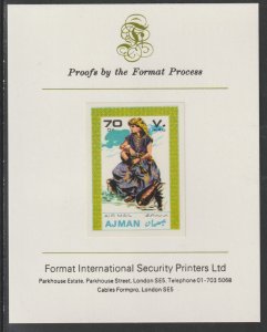 AJMAN 1968 COSTUMES  imperf on FORMAT INT PROOF CARD