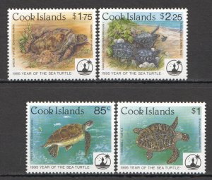 Ft152 1995 Cook Islands Turtles Year Of Sea Turtle #1442-45 Michel 14 Euro Mnh