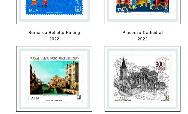 COLOR PRINTED ITALY 2021-2023 STAMP ALBUM PAGES (50 illustrated pages)