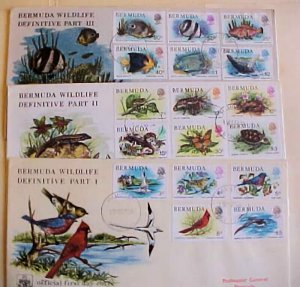 BERMUDA FDC 3 DIFF. SET FISH,BIRDS ,FROG,CRAB,BUTTERFY,LIZARD CACHET 1978