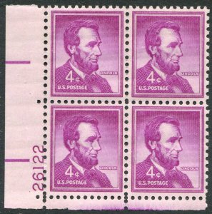 1036   4c Lincoln  PLATE BLOCK  MINT NH OG VF