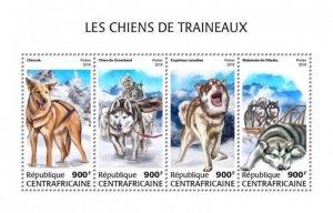 Central Africa - 2018 Sledge Dogs on Stamps - 4 Stamp Sheet - CA18513a