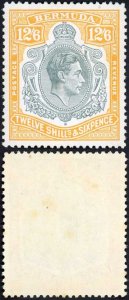 Bermuda SG120e 12/6 Grey and pale Orange Perf 13 U/M (toned) Cat 100 Pounds