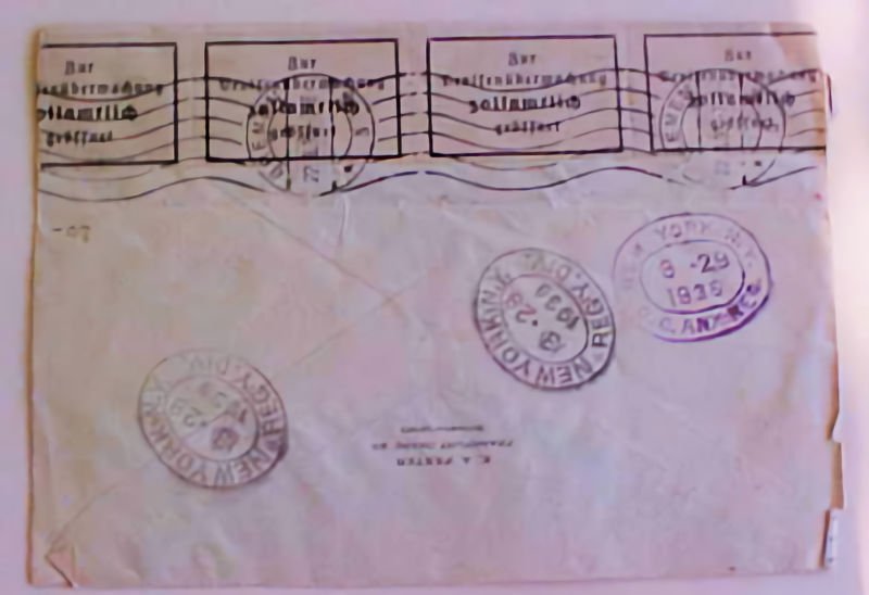 GERMANY VERTICAL CRACKED PLATE ALSO # 565-9 FRANKFURT 3 NY B/S ZOLLAMTLICH SEAL
