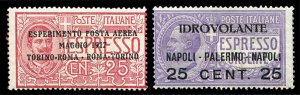 Italy #C1-2 (Sass. PA1-2) Cat€60, 1917 Airpost, set of two, hinged