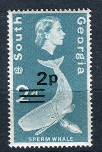 SOUTH GEORGIA; 1971 early QEII Fauna surcharged issue Mint hinged 2p. value