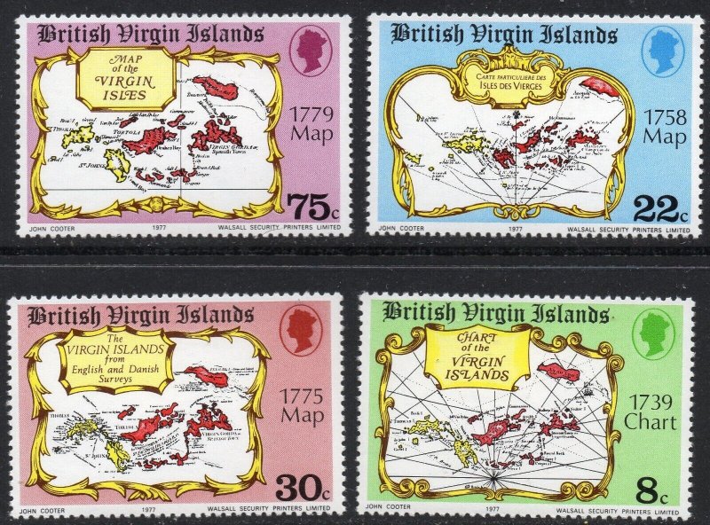 Thematic stamps BR.VIRGIN IS 1977 18th cent MAPS 367/70 mint