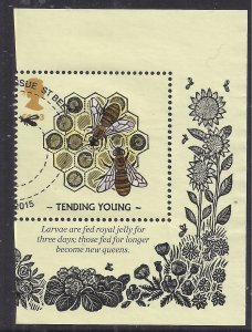 GB 2015 QE2 £1.33 Honey Bee Tending Young Ex M/S & Fdc SG MS 3742 ( D593 )