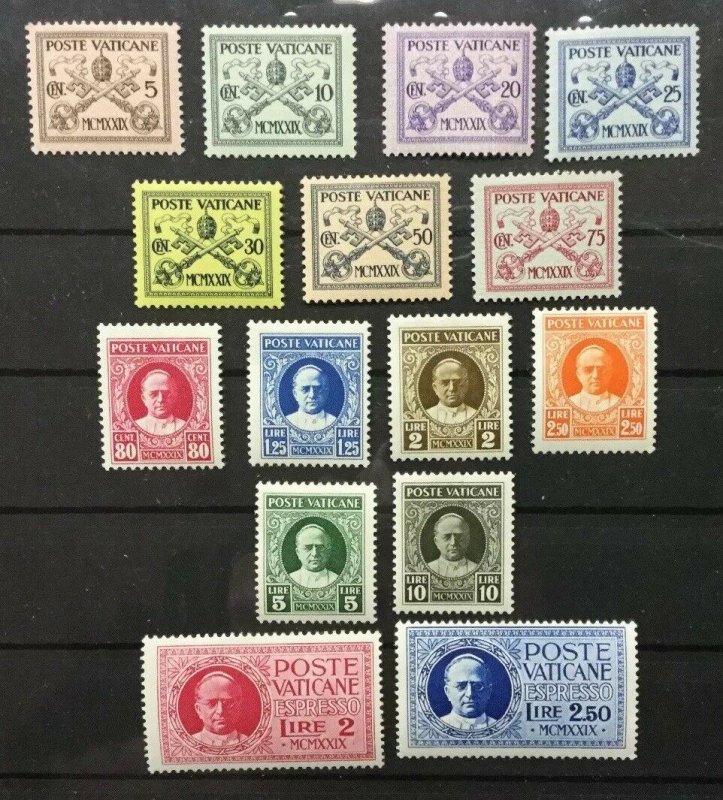 Vatican City Sc# 1-13, E1-2 MH Mint Hinged Complete set CV $ 74.85