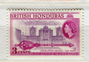 BRITISH HONDURAS; 1950s early QEII Pictorial issue Mint hinged 3c. value