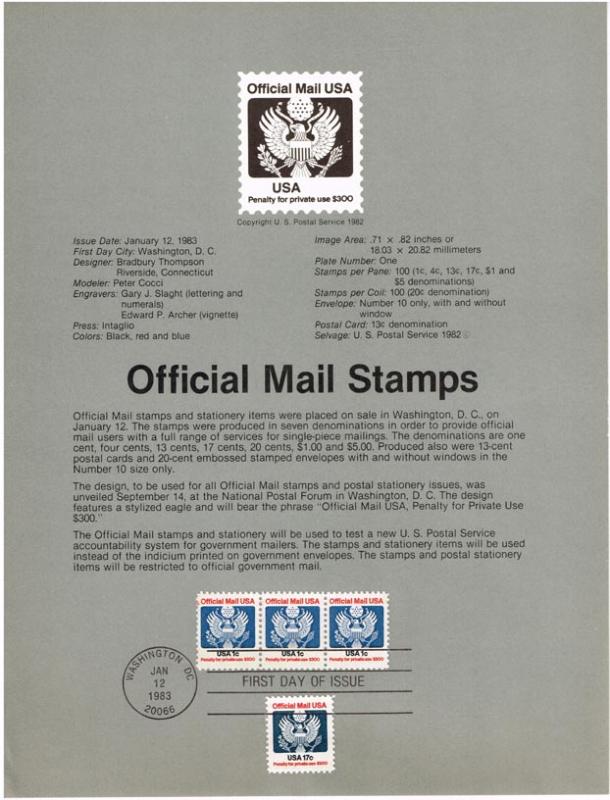 US #SP602 (O130) Official Mail USPS Souvenir Page