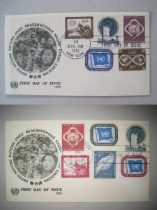 UN New York 1951 - Mi 1-11 on original FDC