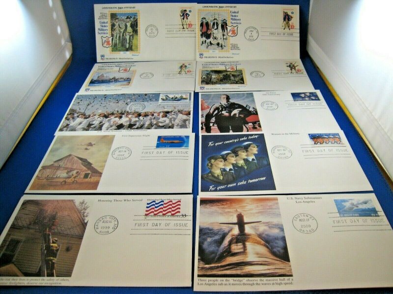 U.S. FDC SETS - U.S. MILITARY - 1975 TO 2000 - LOT OF 10       (fs10)