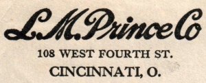 VINTAGE COMPANY CORNER CARD L. M. PRINCE CO CINCINNATI OHIO