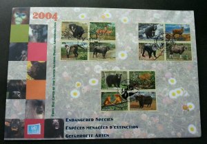 United Nation Endangered Species 2004 Bear Wildlife Monkey Deer Ox Fauna (FDC)