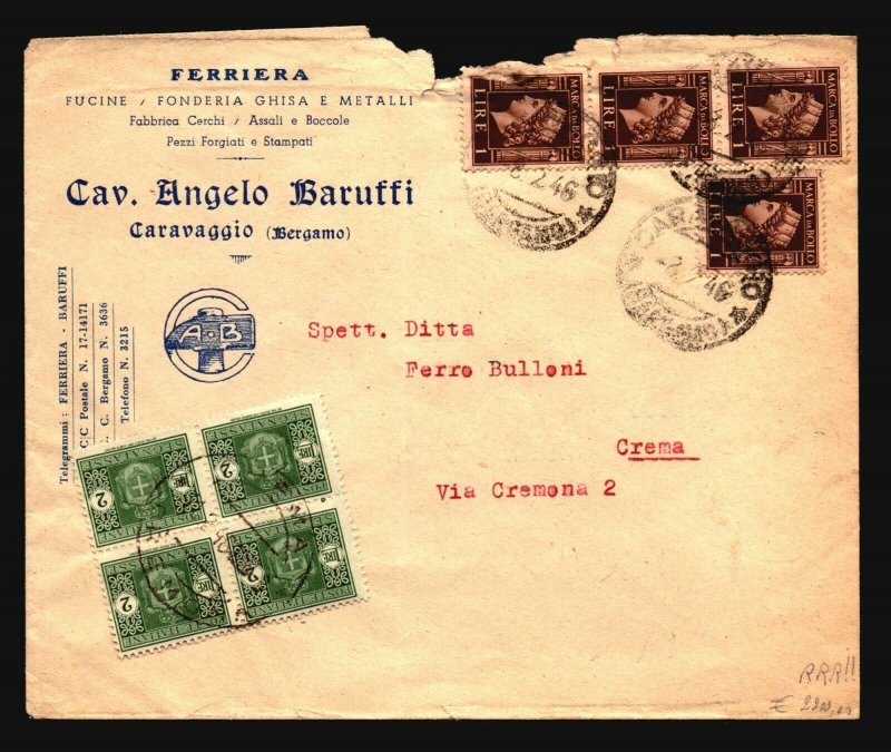 Italy 1946 Baruffi Cover / VERY HIGH CV - Z16465