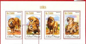 A1292 S. Tome E Principe - ERROR МISSPERF 2014 Animals Lions Львы звери...-