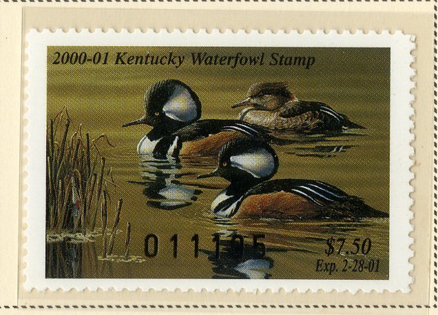 US KY15 KENTUCKY STATE DUCK STAMP 1999 MNH SCV $25.00 BIN $12.50