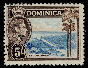 DOMINICA GVI SG108, 5s light blue & sepia, FINE USED. Cat £13.