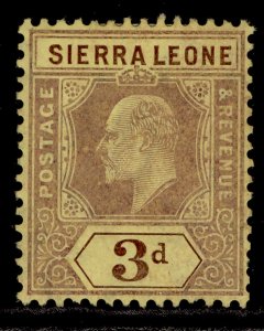 SIERRA LEONE EDVII SG104, 3d purple/yellow, M MINT. Cat £17. CHALKY